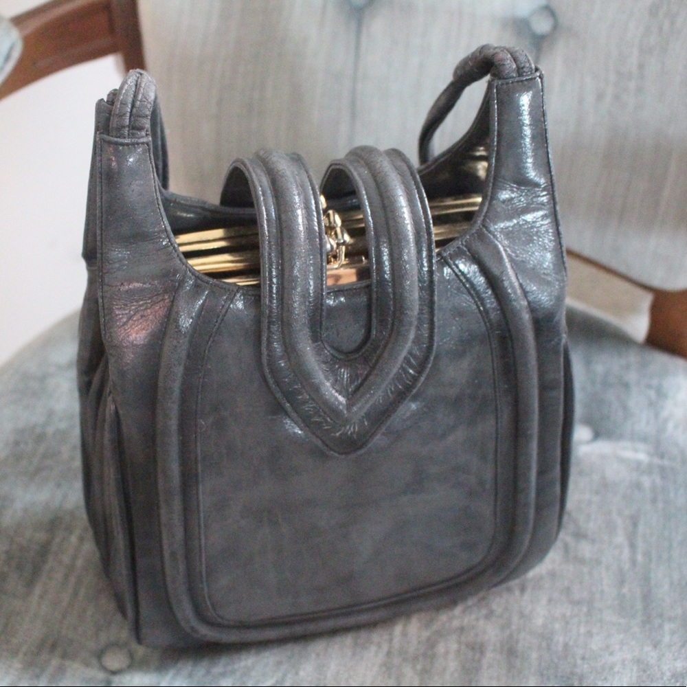 Vintage leather accordion purse